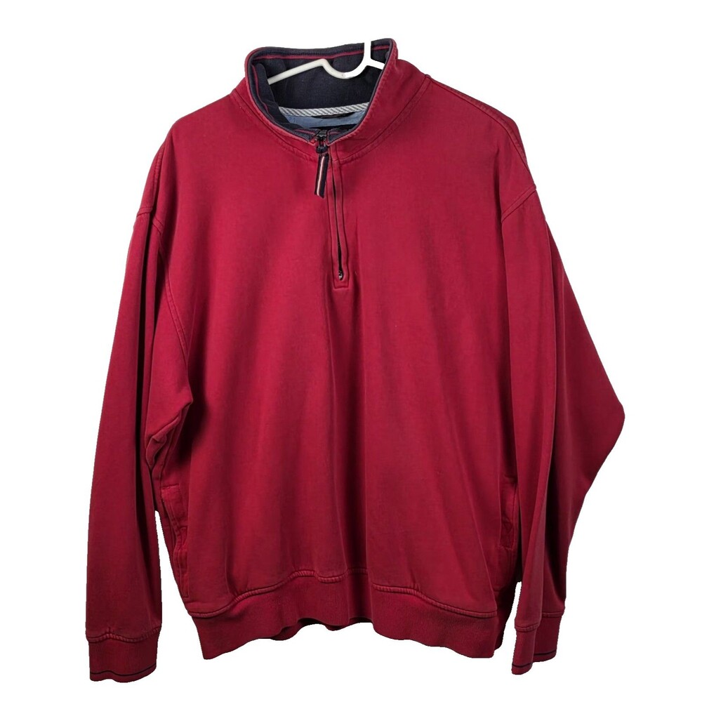 Vintage Tommy Hilfiger Men's XL Red 1/4 Zip Long Sleeve Pullover